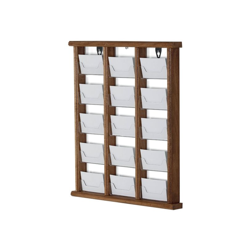 3660412028282-Promocome - Présentoir de cartes de visite mural - 3 x 5 compartiments - finition bois fo-P_400001413_1-0
