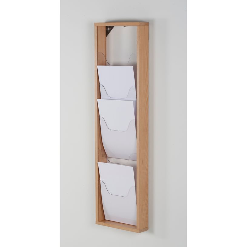3660412028305-Promocome - Présentoir de journaux mural - 1 x 5 compartiments A4 - bois naturel-P_400001415_1-0