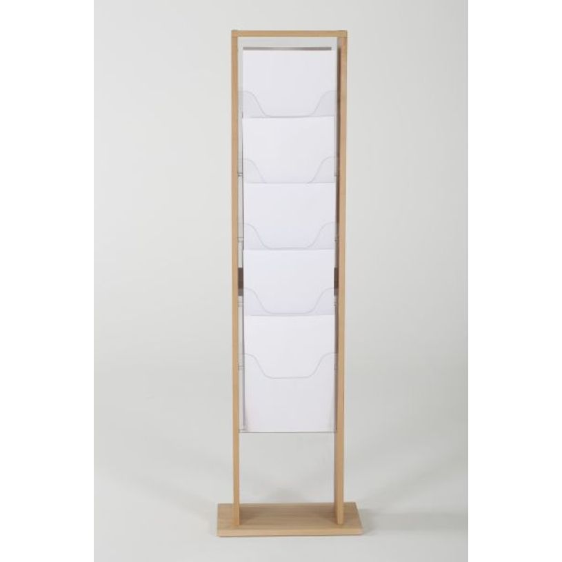 3660412028381-Promocome - Présentoir de journaux de sol - 1 x 5 compartiments A4 - bois naturel-P_400001423_1-0