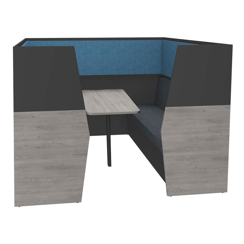 3253310169999-Box acoustique IN'TEAM - L210 x H 150 x P170 cm - 6 places avec table - structure chêne gris et -P_400001895_1-0