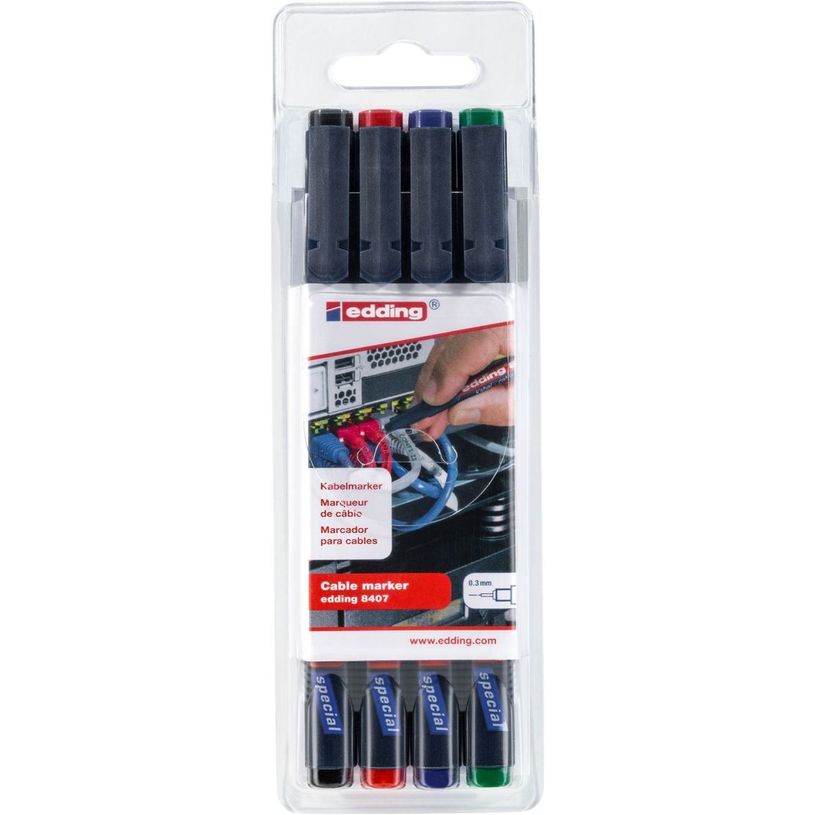 4004764937400-Edding 8407 cable - 4 Marqueurs pour câbles - pointe fine - coloris assortis-P_400001987_1-0