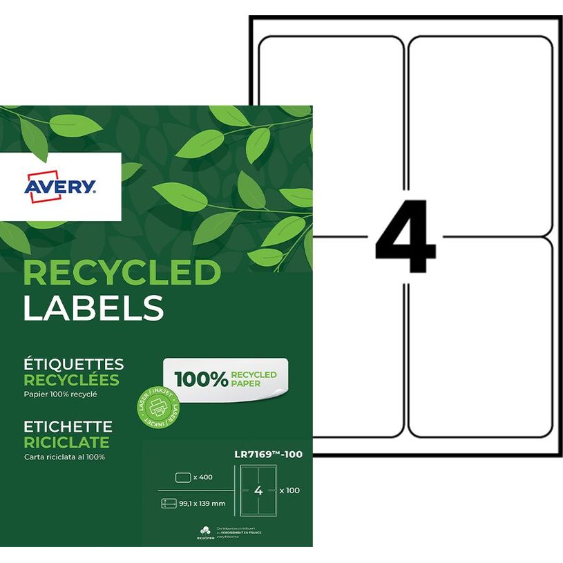 5014702025464-Avery - 400 Étiquettes adresse recyclées blanches - 99,1 x 139 mm - Impression laser - r-P_400002017_2-0