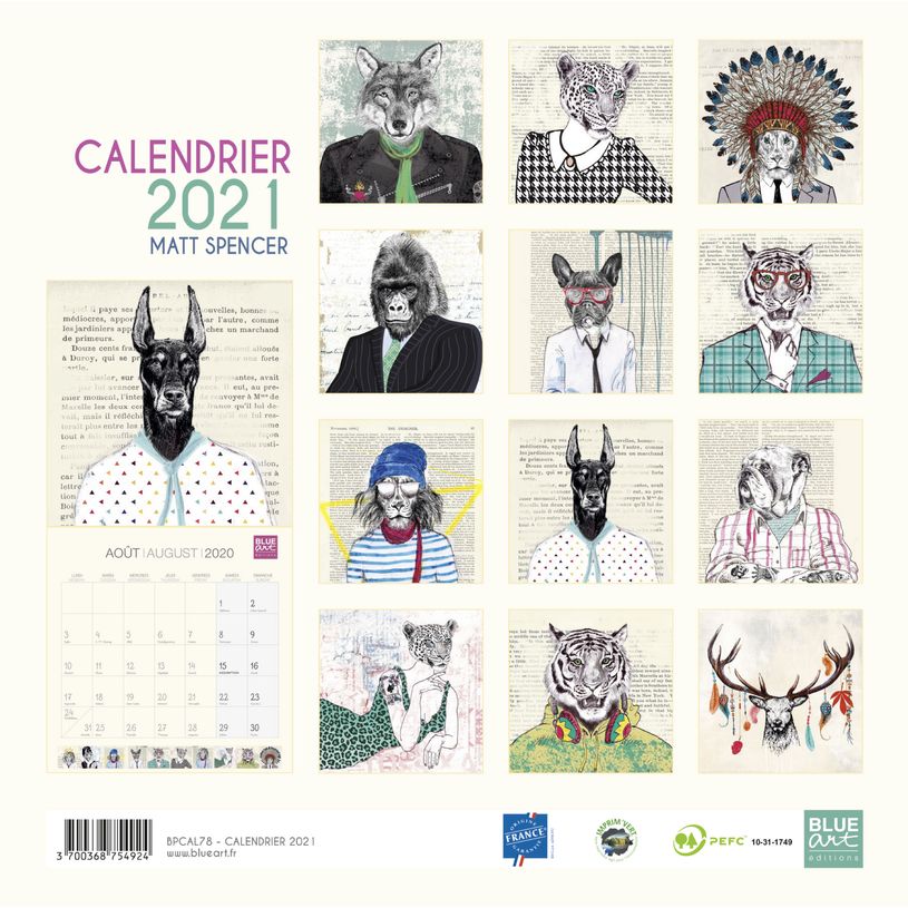3700368754924-Blue Art Matt Spencer - Calendrier illustré mensuel - 30 x 30 cm-P_400002761_2-1