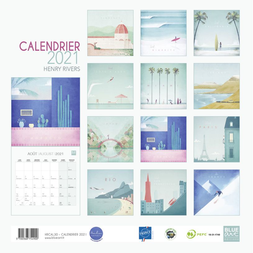 3700368754900-Blue Art Henry Rivers - Calendrier illustré mensuel - 30 x 30 cm-P_400002763_2-1