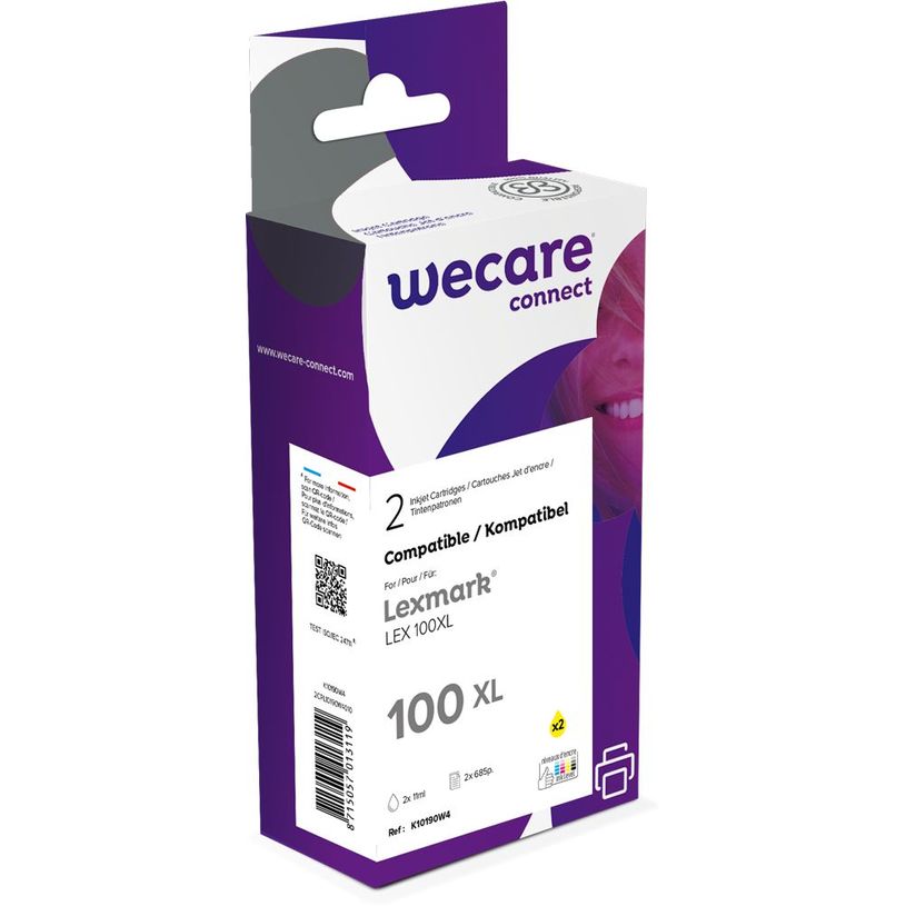 8715057013119-Cartouche compatible Lexmark 100XL - pack de 2 - jaune - Wecare-P_400003103_1-0