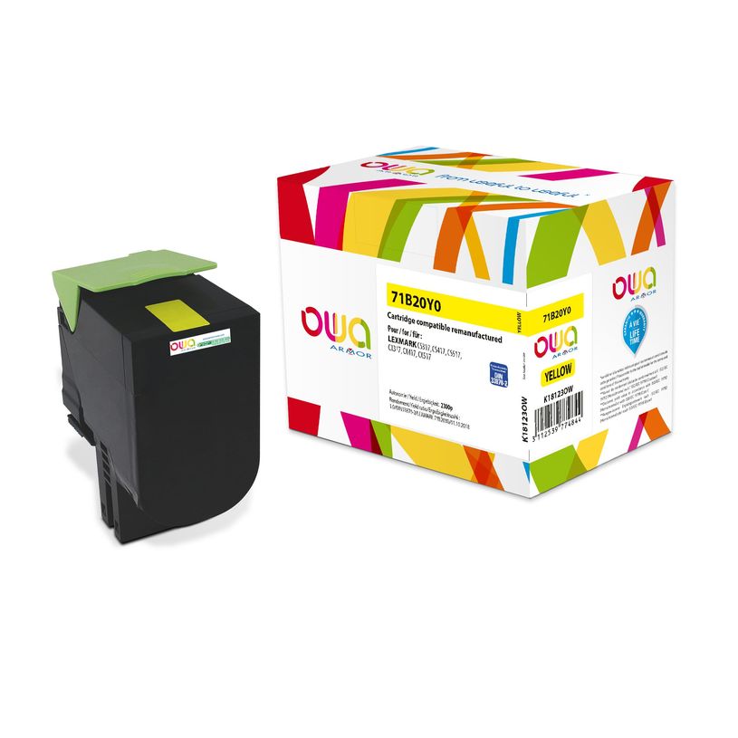 3112539774844-Cartouche laser compatible Lexmark 71B20Y0 - Yellow - Owa K18123OW-P_400003202_1-0
