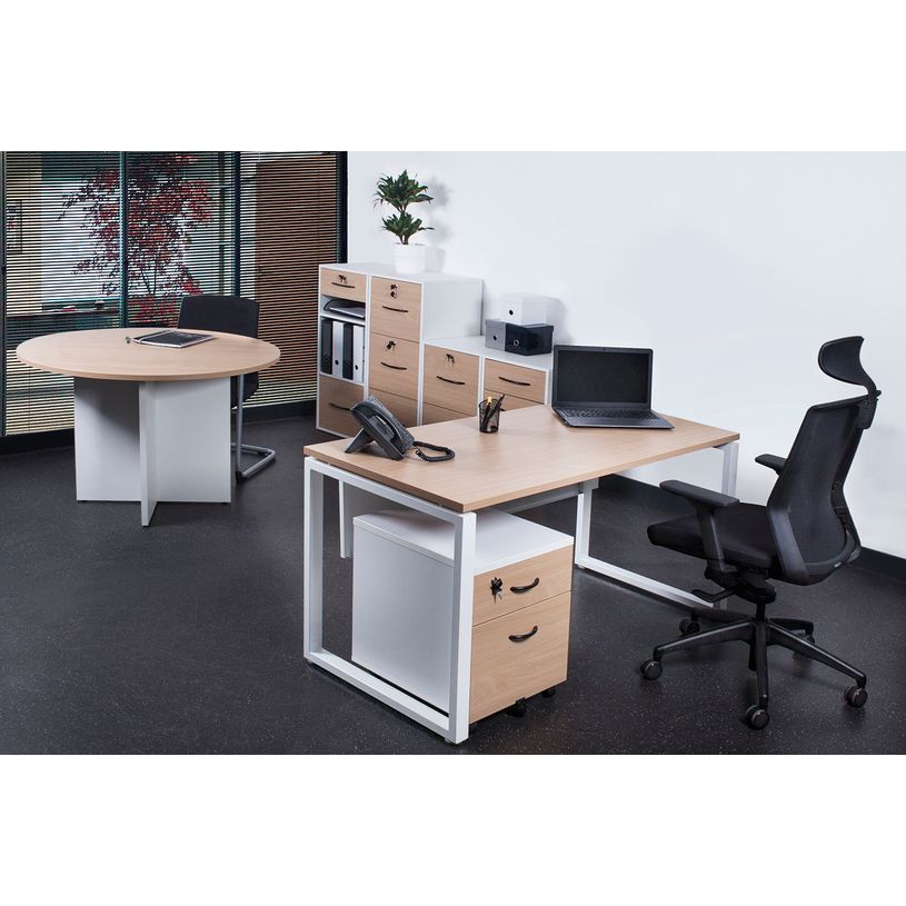 3700339878031-Bureau droit MT1 Elégance - L140 x P67 x H75 cm - pieds blancs - plateau imitation hêtre-P_400004663_1-0