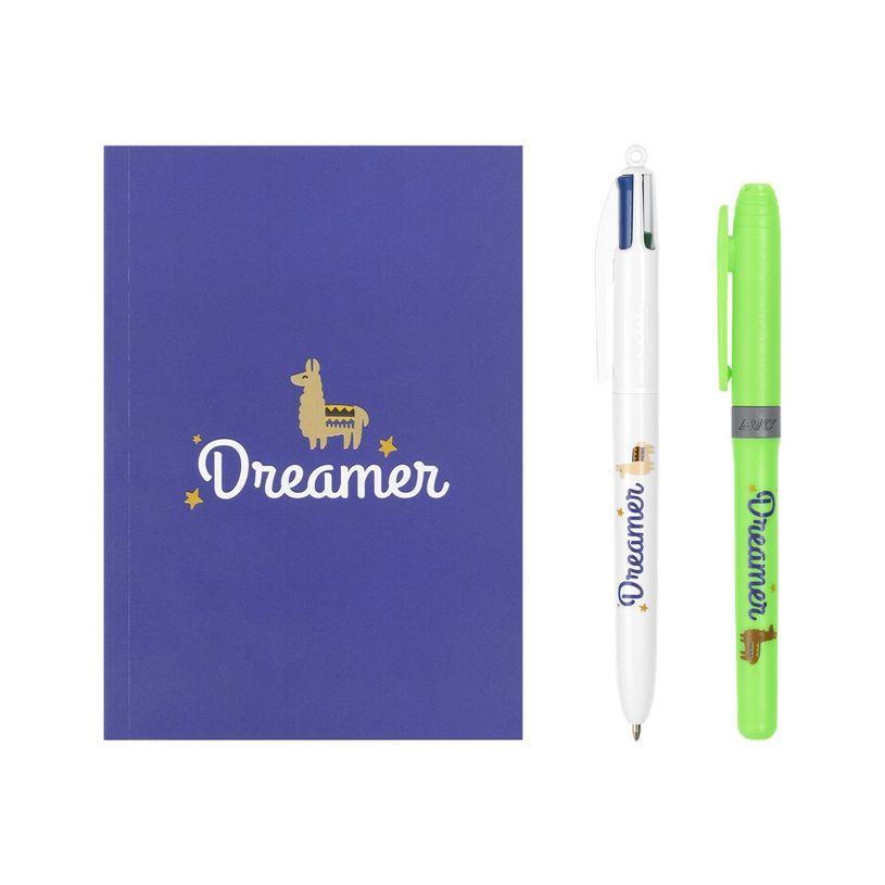 3086123558854-BIC My Message Dreamer - Kit avec 1 carnet et 1 stylo à bille 4 couleurs + 1 surligneur-P_400004985_3-1
