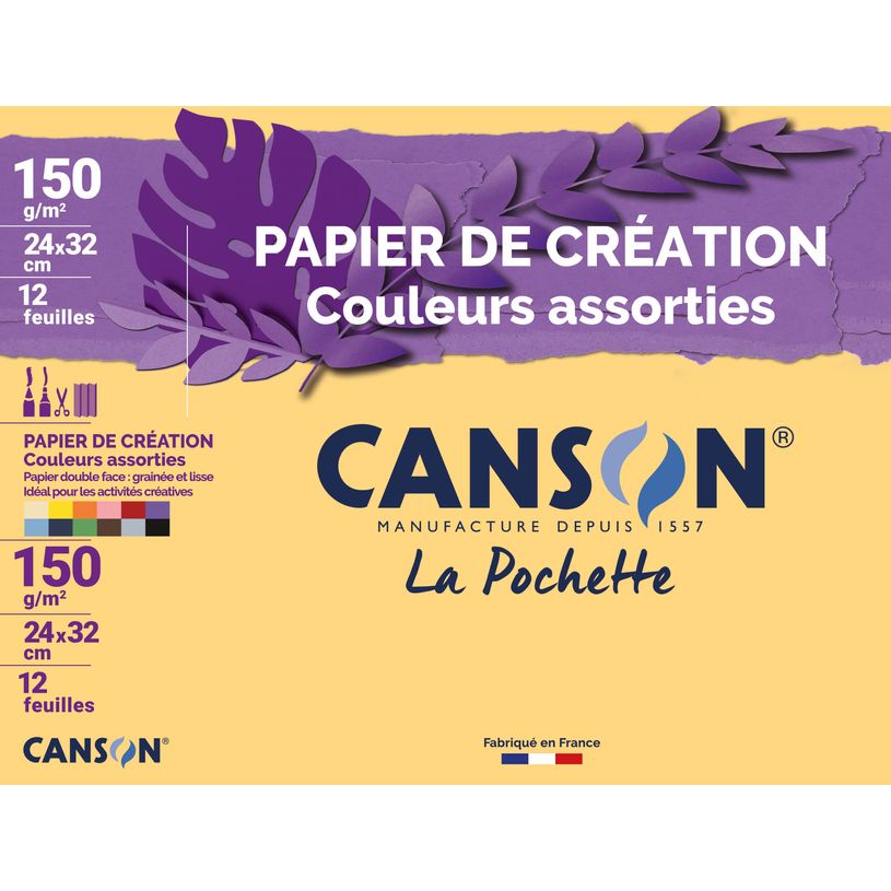 3148950023117-Canson Création - Pochette papier à dessin - 12 feuilles - 24 x 32 cm - 150 gr - couleur-P_400005381_1-0