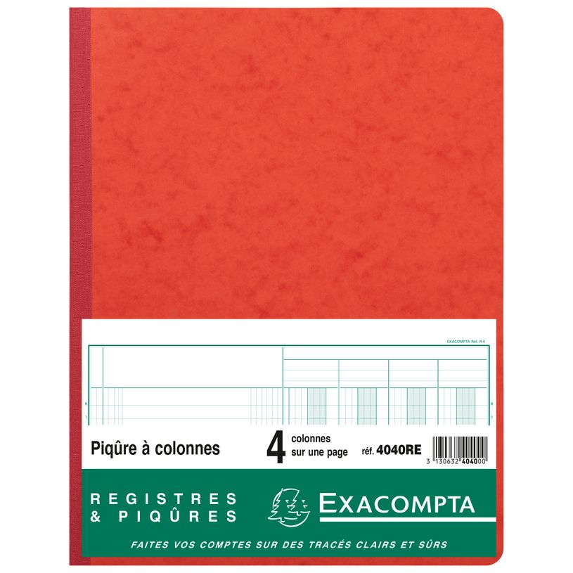3130632404000-Exacompta - Piqûre comptable - 4 colonnes par page - 32 x 25 cm - 80 pages - rouge-P_400005460_2-0
