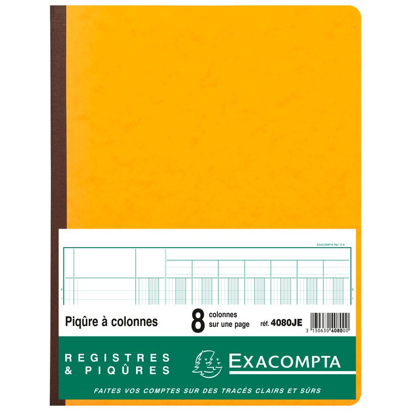 3130630408000-Exacompta - Piqûre comptable - 8 colonnes par page - 32 x 25 cm - 80 pages - jaune-P_400005471_2-0
