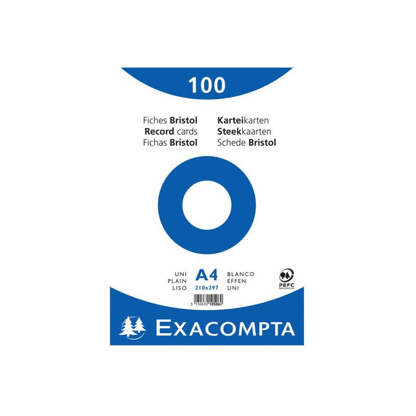 3130631105069-Exacompta - 10 Packs de 100 Fiches Bristol - A4 - unies - non perforées - blanc-P_400005604_1-2