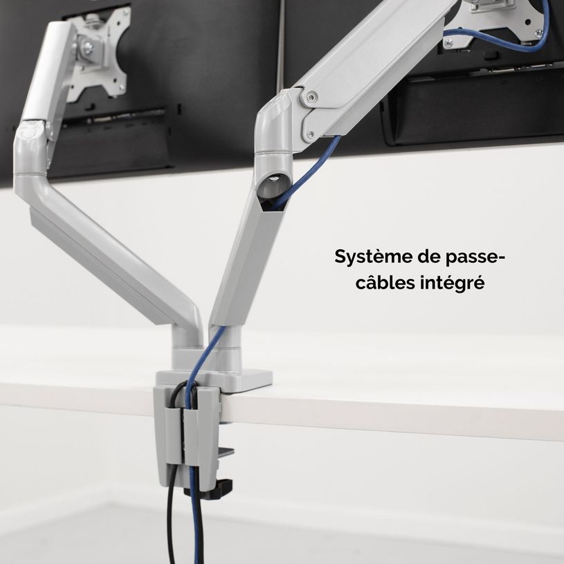 043859764228-Fellowes Platinum series - Bras porte écran double réglable -  fixation sur bureau - gris-P_400006926_7-6