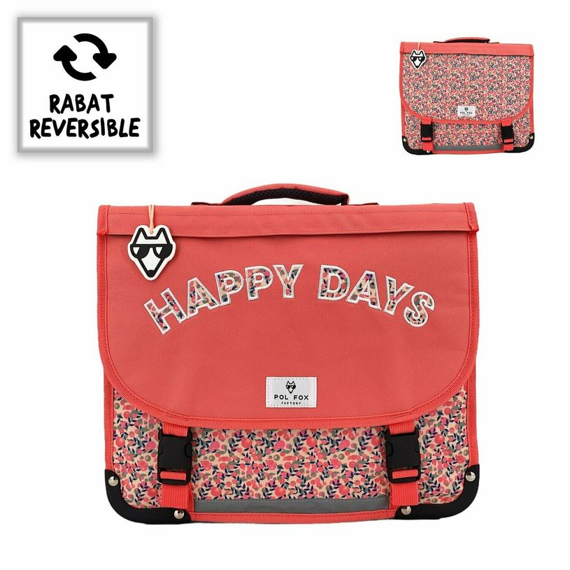 3663842006332-Cartable réversible Happy Days 41 cm - 2 compartiments - orange - Pol Fox-P_400006937_1-0