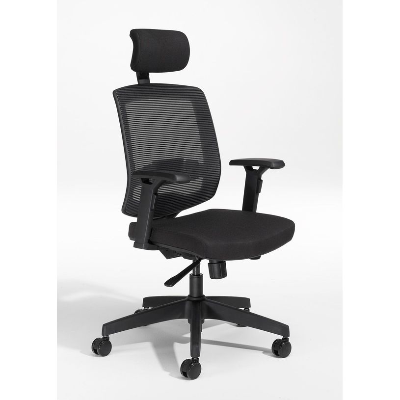 3760388580255-Fauteuil de bureau MALICE avec têtière - accoudoirs réglables - noir--0