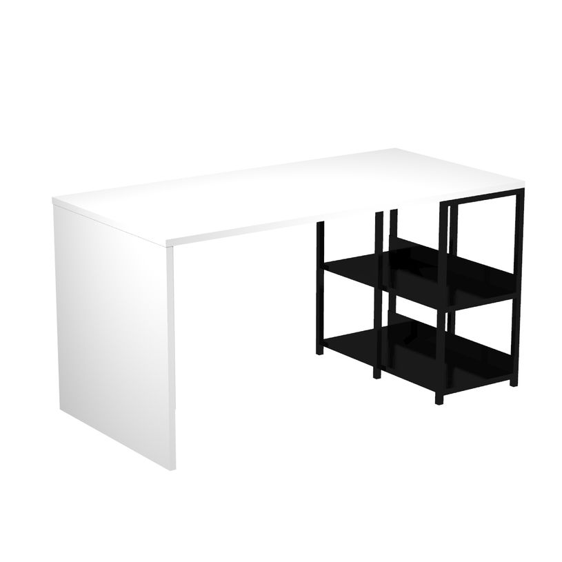 7331910005162-Bureau avec structure métallique - 140 cm - blanc-P_400007192_2-1