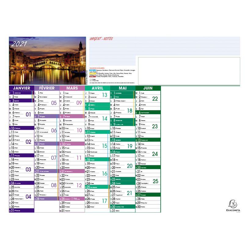 0404000074076-5 Calendriers effaçables + feutre - 6 mois par face - 40,5 x 53 cm - Exacompta-P_400007407_2-1