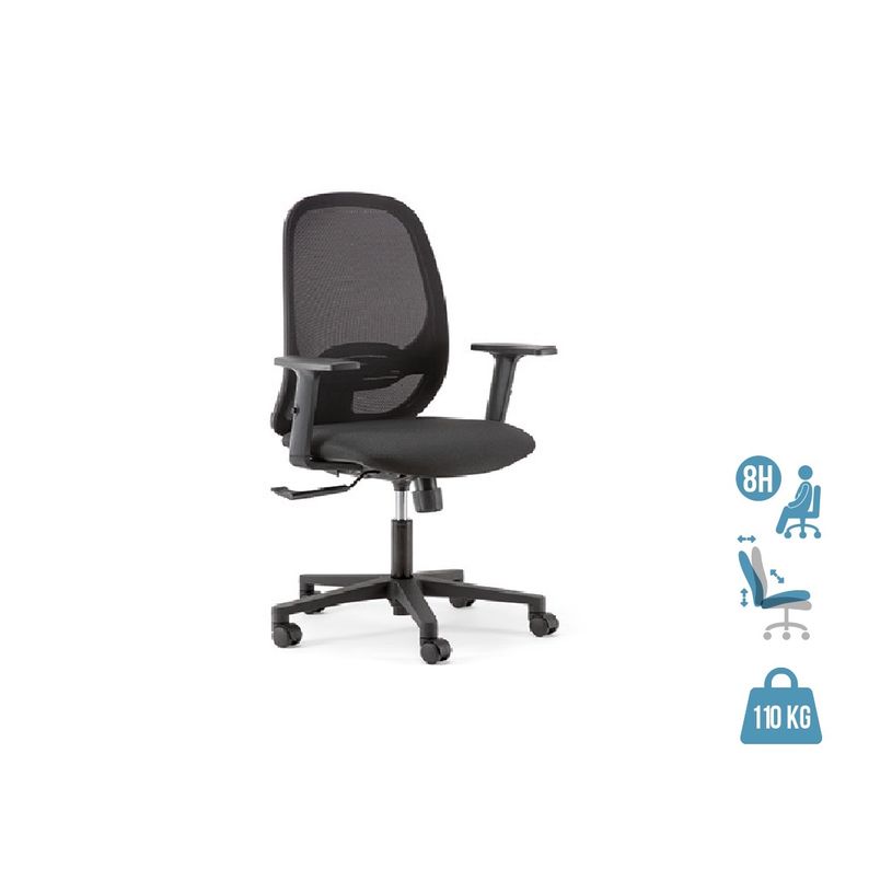 0404000076001-Fauteuil de bureau GRACE - accoudoirs réglables - noir-P_400007600_1-0