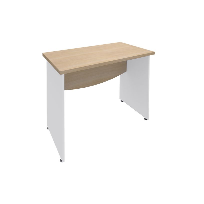 3253310174740-Bureau droit DUAL - L80 - Pieds blanc - plateau imitation Chêne clair-P_400008950_1-0
