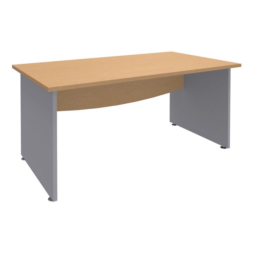 3253310105362-Bureau droit DUAL - L140 - Pieds Alu - plateau imitation Hêtre-P_400008993_1-0
