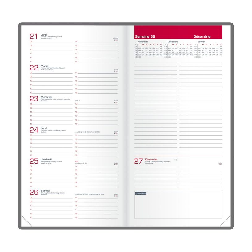 3147280208614-Agenda Oxford Senso - 1 semaine sur 2 pages - 9 x 17 cm - disponible dans différentes couleurs - Hamel--1