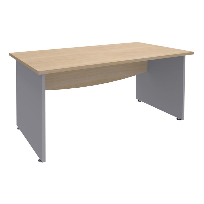 3253310175051-Bureau droit DUAL - L160 - Pieds Alu - plateau imitation Chêne clair-P_400009005_1-0