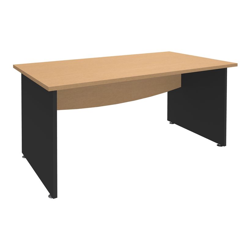 3253310105508-Bureau droit DUAL - L160 - Pieds Anthracite - plateau imitation Hêtre-P_400009009_1-0