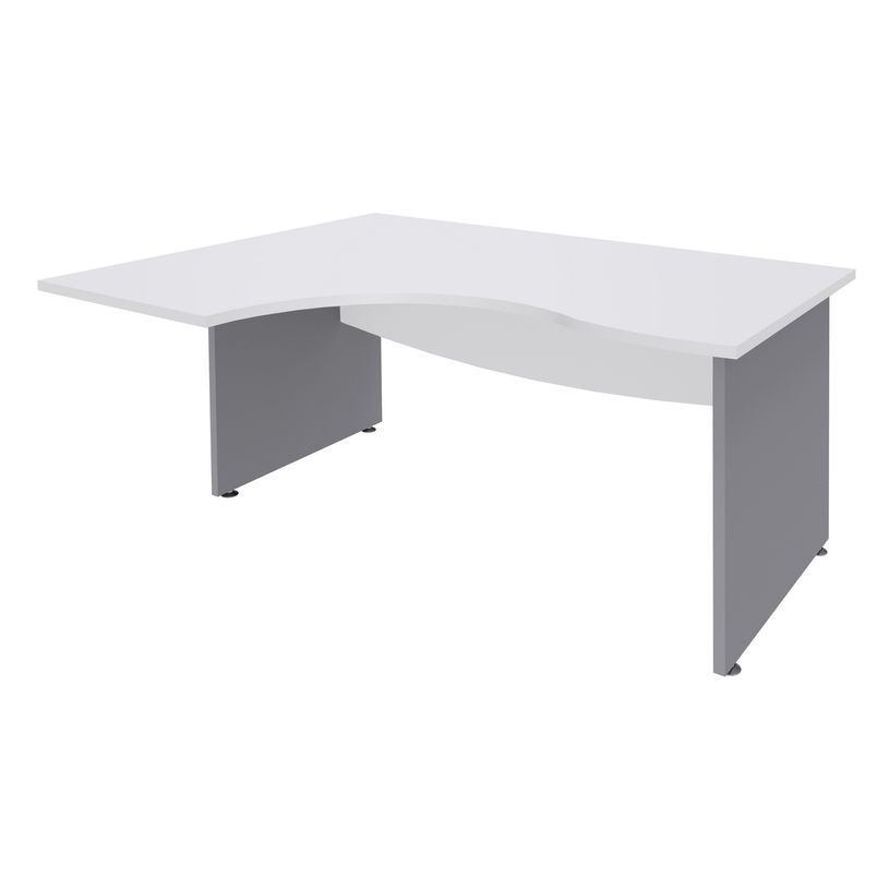 3253310106697-Bureau compact à gauche DUAL - L160 cm - Pieds alu - plateau blanc (Pieds de renfort ou caisson bout de bureau obligat-P_400009062_1-0