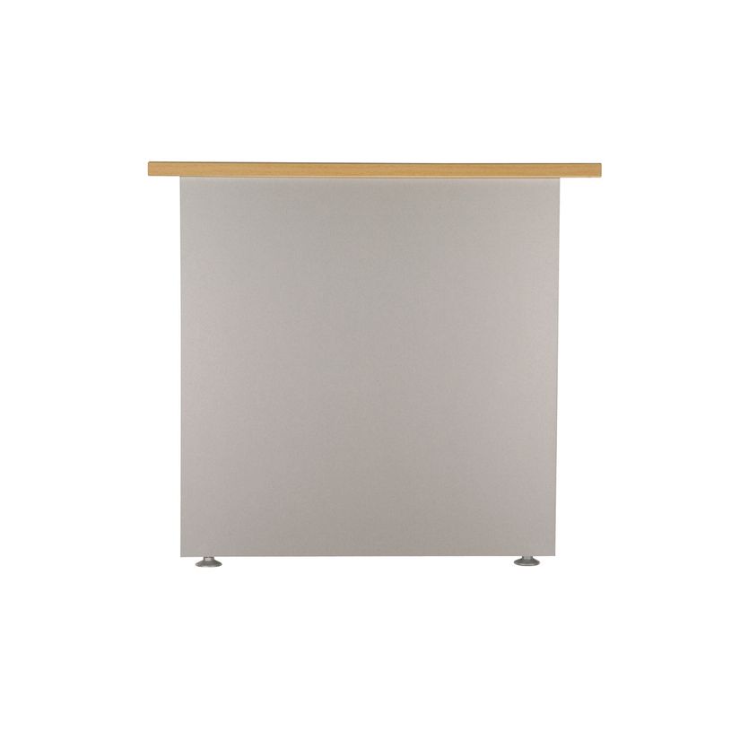 3253310175440-Bureau compact à droite DUAL - L180 cm - Pieds blanc - plateau imitation Chêne clair (Pieds de renfort ou caisson bout de bureau obligat-P_400009076_4-2