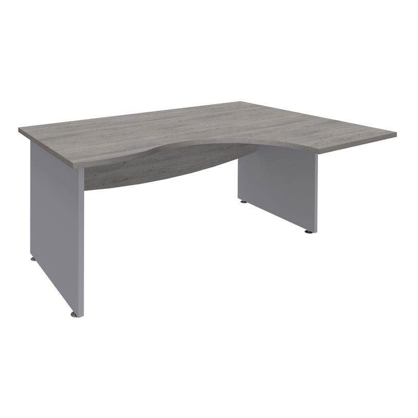 3253310175518-Bureau compact à droite DUAL - L180 cm - Pieds alu - plateau imitation Chêne gris (Pieds de renfort ou caisson bout de bureau obligat-P_400009089_1-0