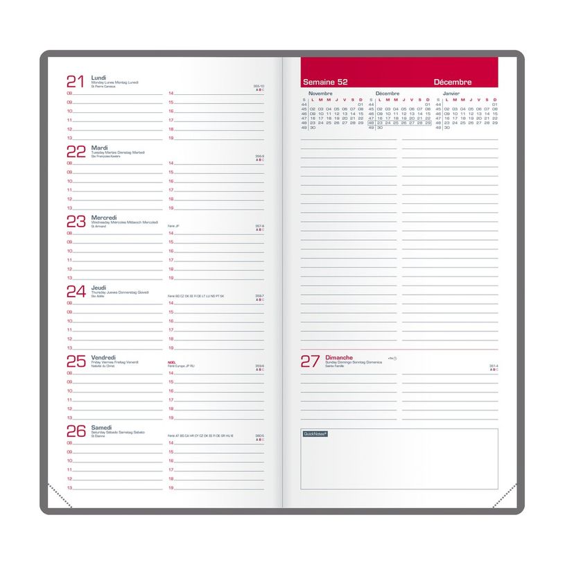 3147280219085-Agenda Oxford Mode - 1 semaine sur 2 pages - 9 x 17 cm - rouge - Hamelin-P_400009468_2-1