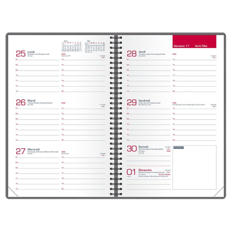 3147280124655-Agenda spiralé Voyage - 1 semaine sur 2 pages - 10 x 15 cm - noir - Oxford-P_400009474_2-1