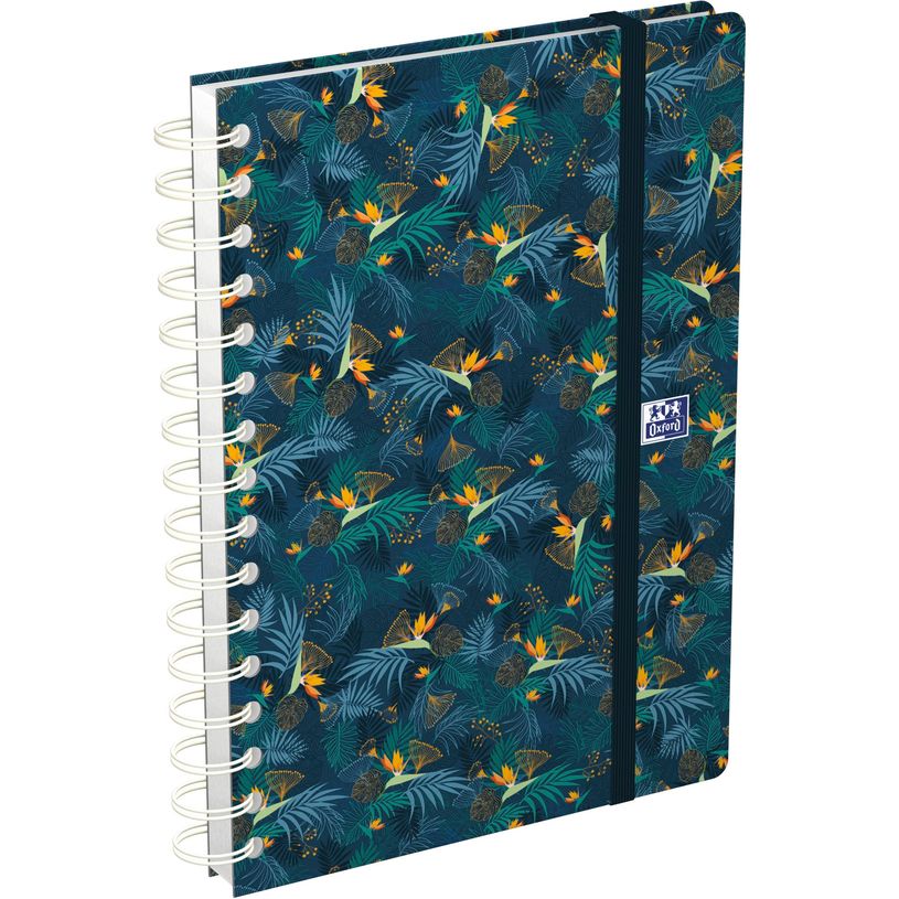 3147280123627-Agenda spiralé à élastique Flowers - 1 semaine sur 2 pages - 15 x 21 cm - bleu nuit - O-P_400009501_1-0