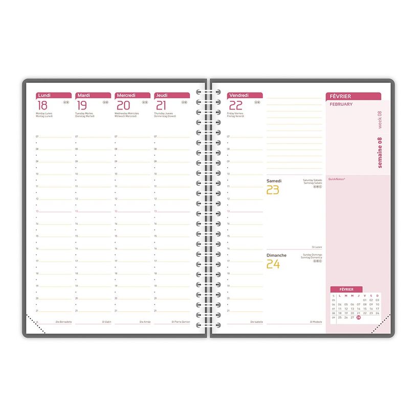 3147280123597-Agenda spiralé à élastique Flowers - 1 semaine sur 2 pages - 15 x 21 cm - rose - Oxford-P_400009504_5-4