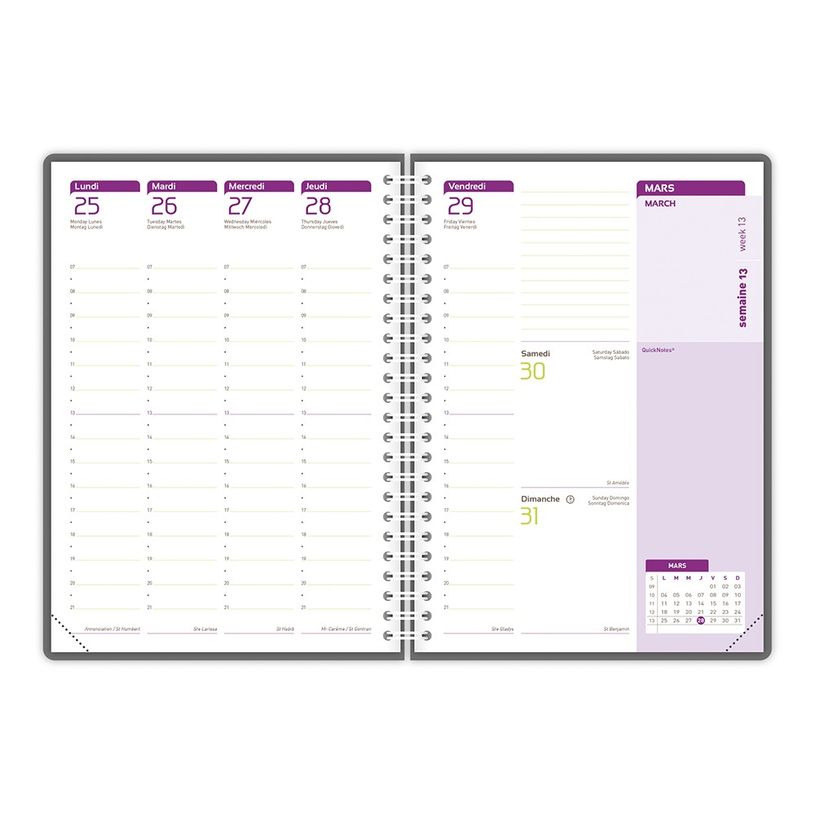 3147280123597-Agenda spiralé à élastique Flowers - 1 semaine sur 2 pages - 15 x 21 cm - rose - Oxford-P_400009504_6-5