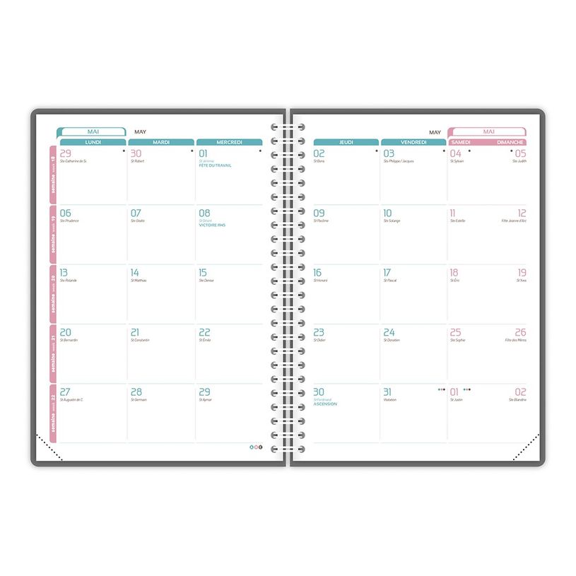 3147280123597-Agenda spiralé à élastique Flowers - 1 semaine sur 2 pages - 15 x 21 cm - rose - Oxford-P_400009504_7-6