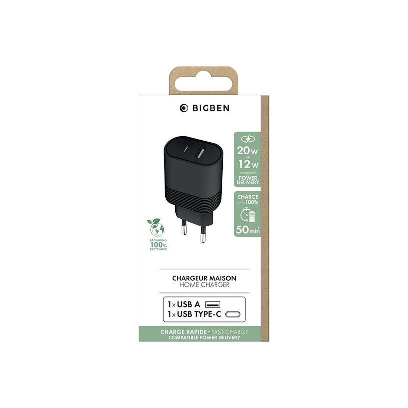 3571211455912-BigBen - chargeur secteur pour smartphone - USB-A + USB-C - noir-P_400009623_1-3