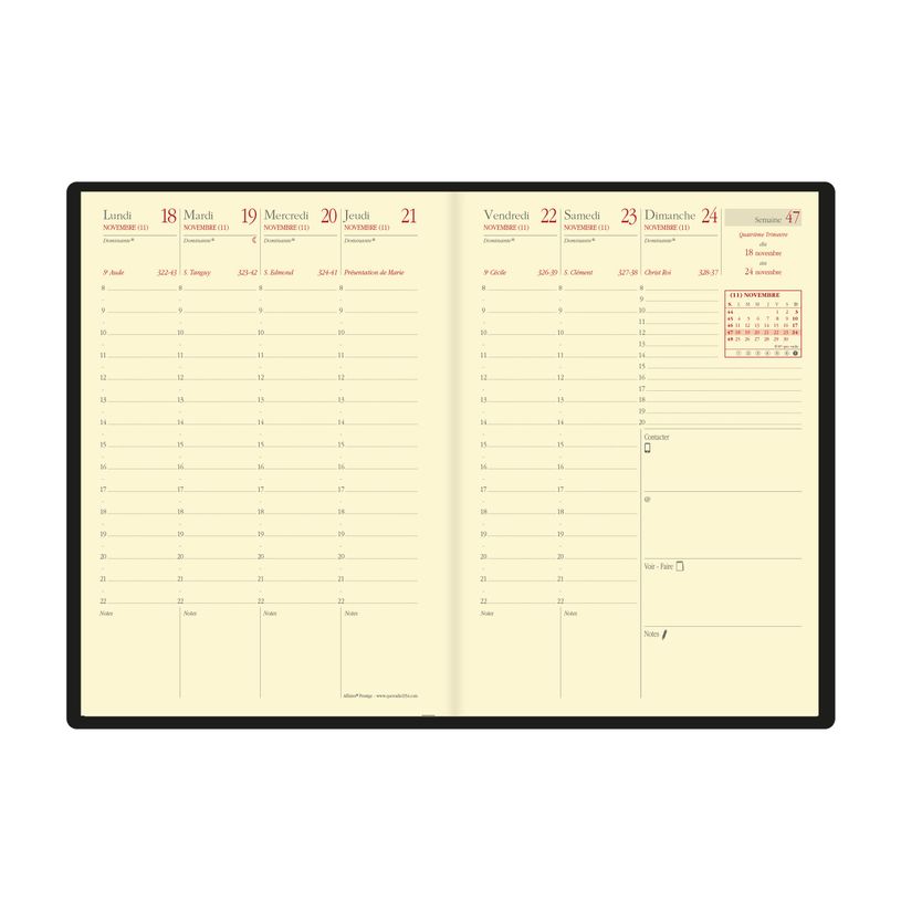 3371010458912-Agenda Soho Affaires Prestige avec répertoire - 1 semaine sur 2 pages - 10 x 15 cm - roug-P_400009712_2-1