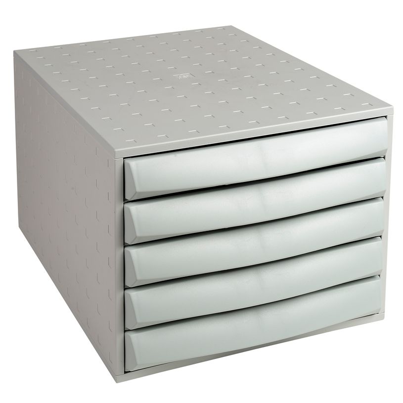 0404000100355-Exacompta The Box - Module de classement fermé 5 tiroirs - gris lumière-P_400010035_1-0