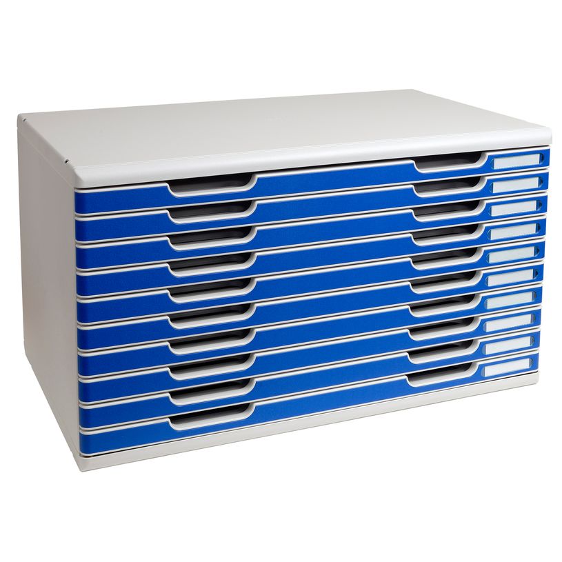 9002493420731-Exacompta Modulo - Module de classement 10 tiroirs A3 - gris lumière/bleu-P_400010038_1-0