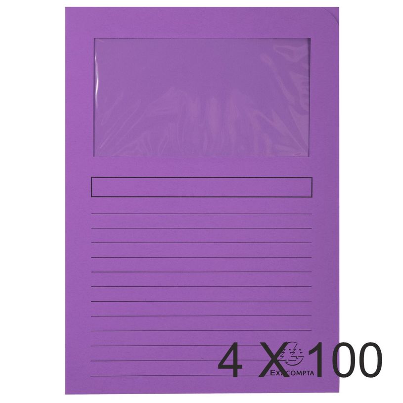 3130632501013-Exacompta Forever - 4 Paquets de 100 Chemises à fenêtre - 120 gr - lilas-P_400010797_1-0