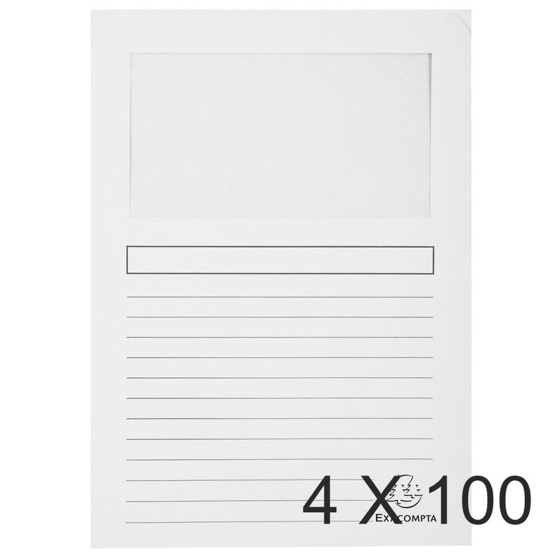 3130632501105-Exacompta Forever - 4 Paquets de 100 Chemises à fenêtre - 120 gr - blanc-P_400010806_1-0