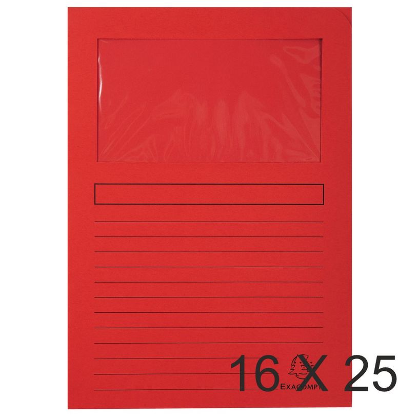 3130632502553-Exacompta Forever - 16 Paquets de 25 Chemises à fenêtre - 120 gr - rouge-P_400010818_1-0