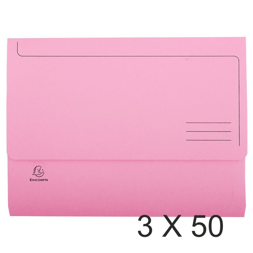 3130632467784-Exacompta Super 210 - 3 Paquets de 50 Chemises poche à soufflet - rose-P_400010828_1-0