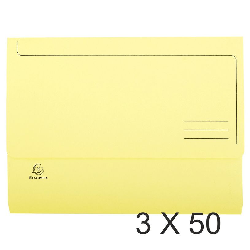 3130632467791-Exacompta Super 210 - 3 Paquets de 50 Chemises poche à soufflet - jaune canari-P_400010829_1-0