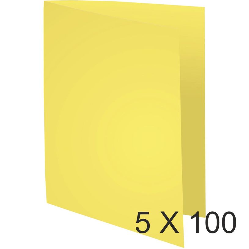 3288584216056-Exacompta Forever - 5 Paquets de 100 Chemises à bord décalé - 170 gr - jaune-P_400010930_1-0