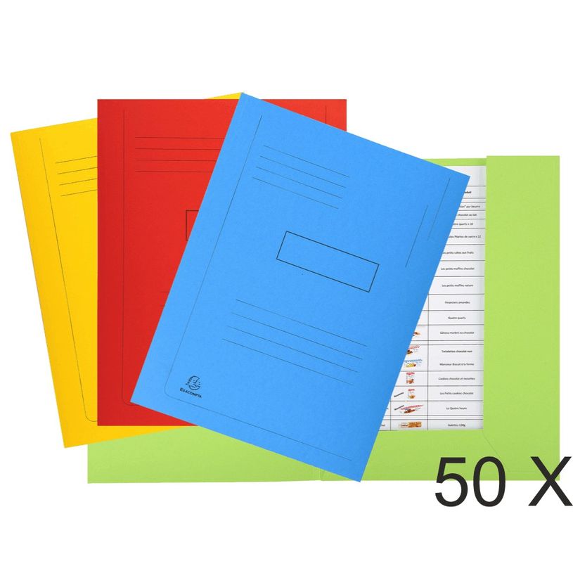 0404000109570-Exacompta Forever - 50 Chemises imprimées 2 rabats - 290 gr - couleurs assorties-P_400010957_1-0