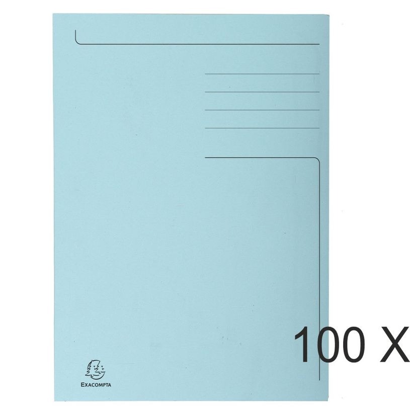3130631448067-Exacompta Forever - 100 Chemises imprimées - 280 gr - bleu clair-P_400010972_1-0