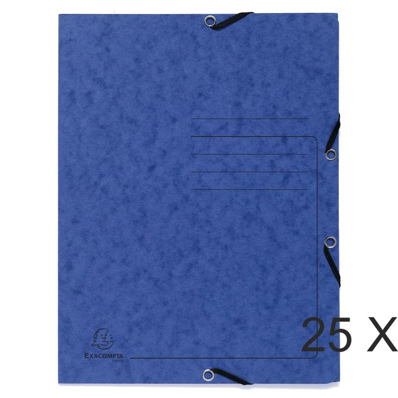 3130632554026-Exacompta - 25 Chemises à 3 rabats imprimées - A4 - bleu-P_400011050_1-0