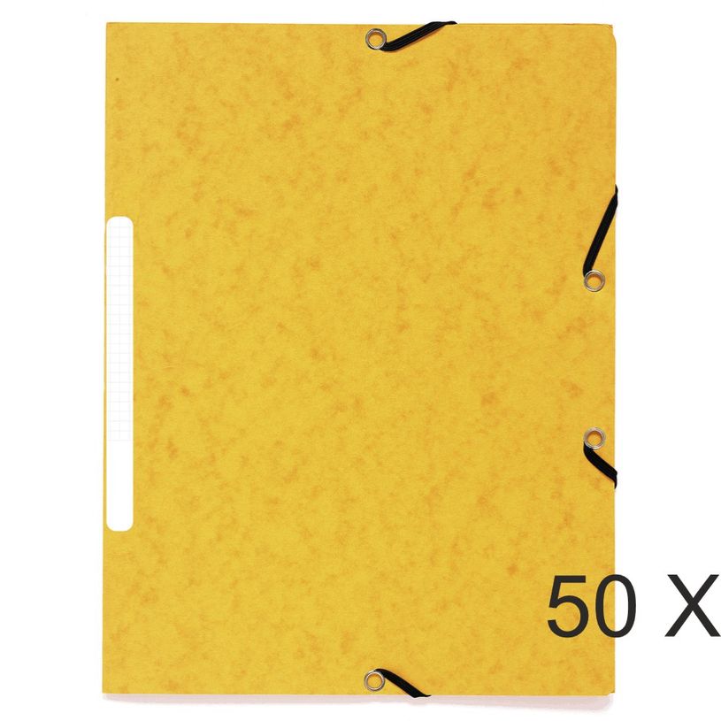 3130632554798-Exacompta - 50 Chemises recyclées à 3 rabats - A4 - jaune-P_400011078_1-0